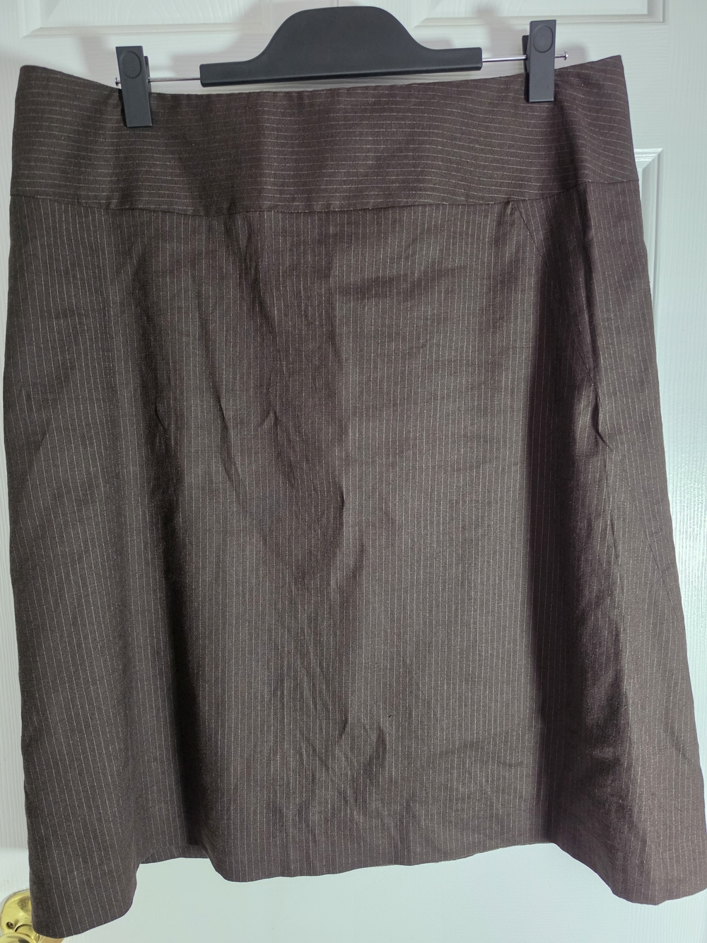 Banana Republic Chocolate Brown Pinstripe A-Line Skirt, Size 16 Tall